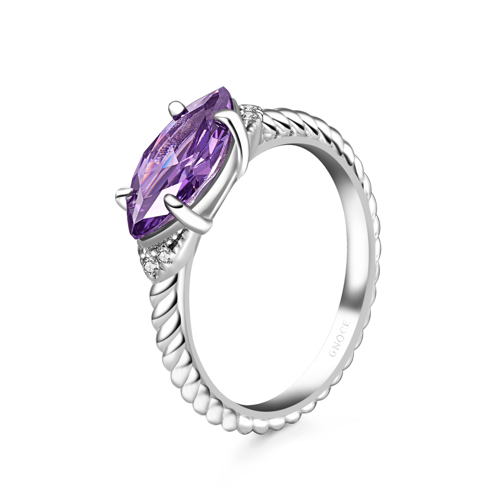 Gnoce Marquise Amethyst Twisted Rope Engagement Ring_3