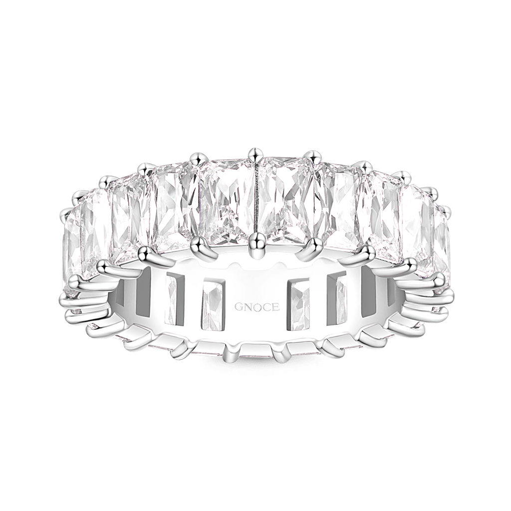 Gnoce White Topaz Baguette Cut Eternity Band Ring_1