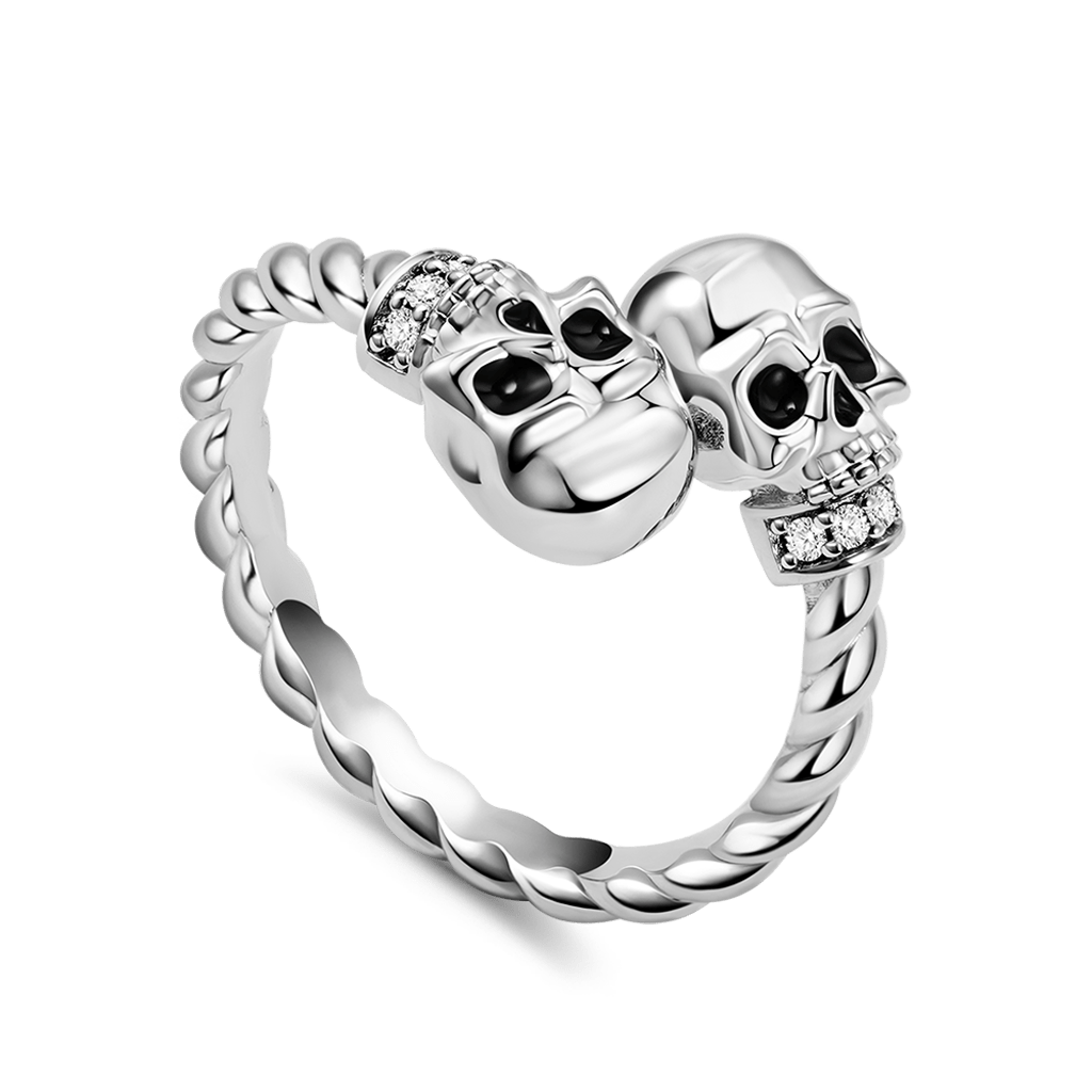 Gnoce Adjustable Skulls Twisted Rope Fashion Ring_2