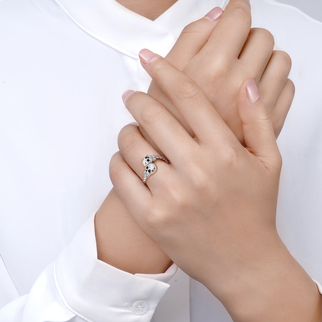 Gnoce Adjustable Skulls Twisted Rope Fashion Ring_5