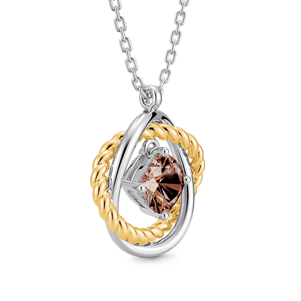 Gnoce Brown Cushion Crossover Pendant Necklace_3