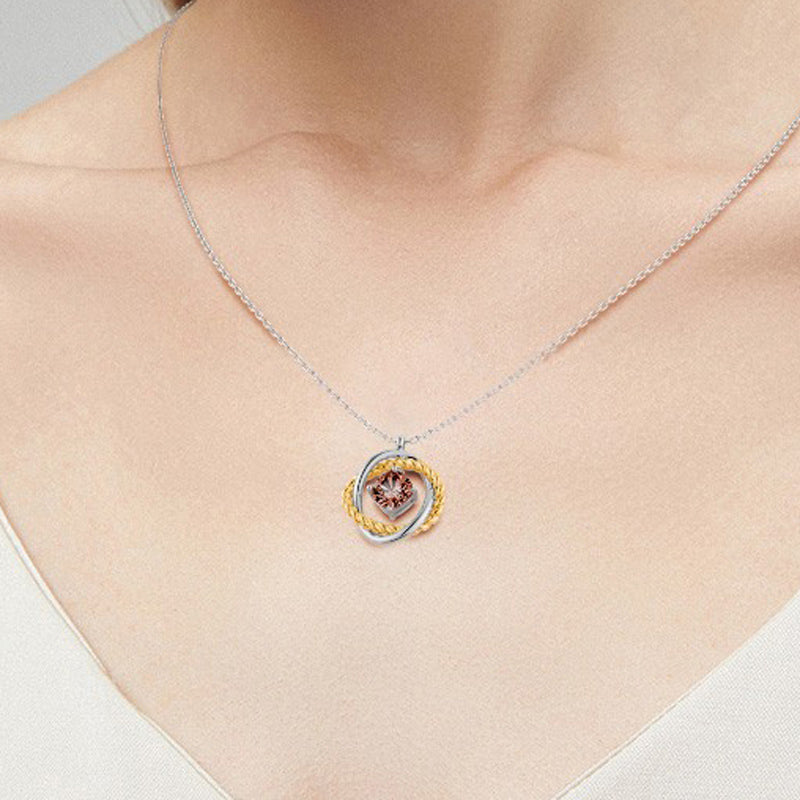 Gnoce Brown Cushion Crossover Pendant Necklace_7