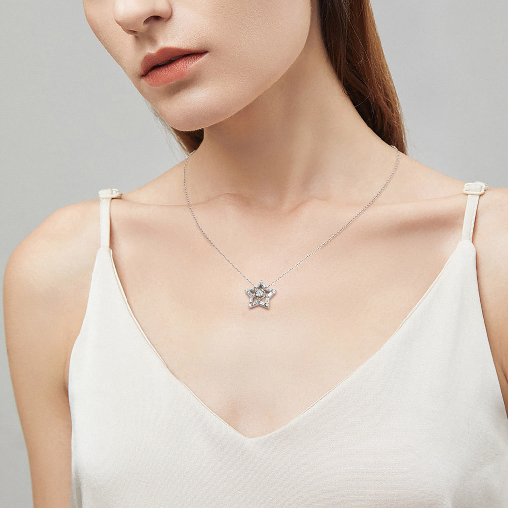 Gnoce Shiny Five-pointed Star Necklace_5