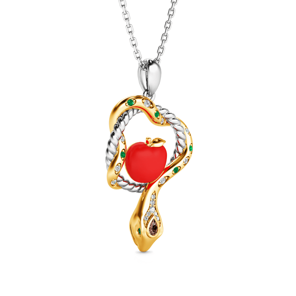 Gnoce Serpent and Forbidden Fruit Pendant Necklace_3