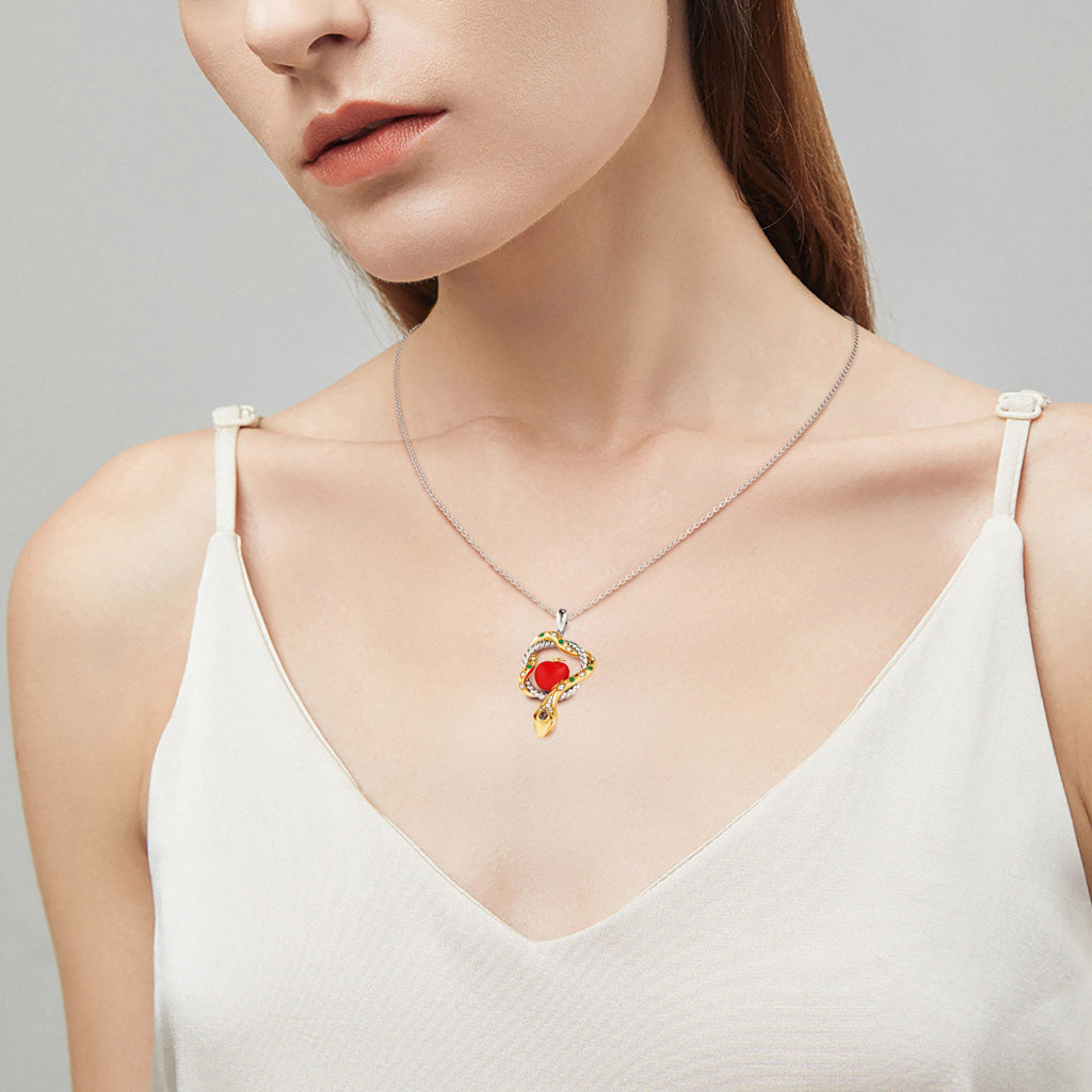 Gnoce Serpent and Forbidden Fruit Pendant Necklace_5