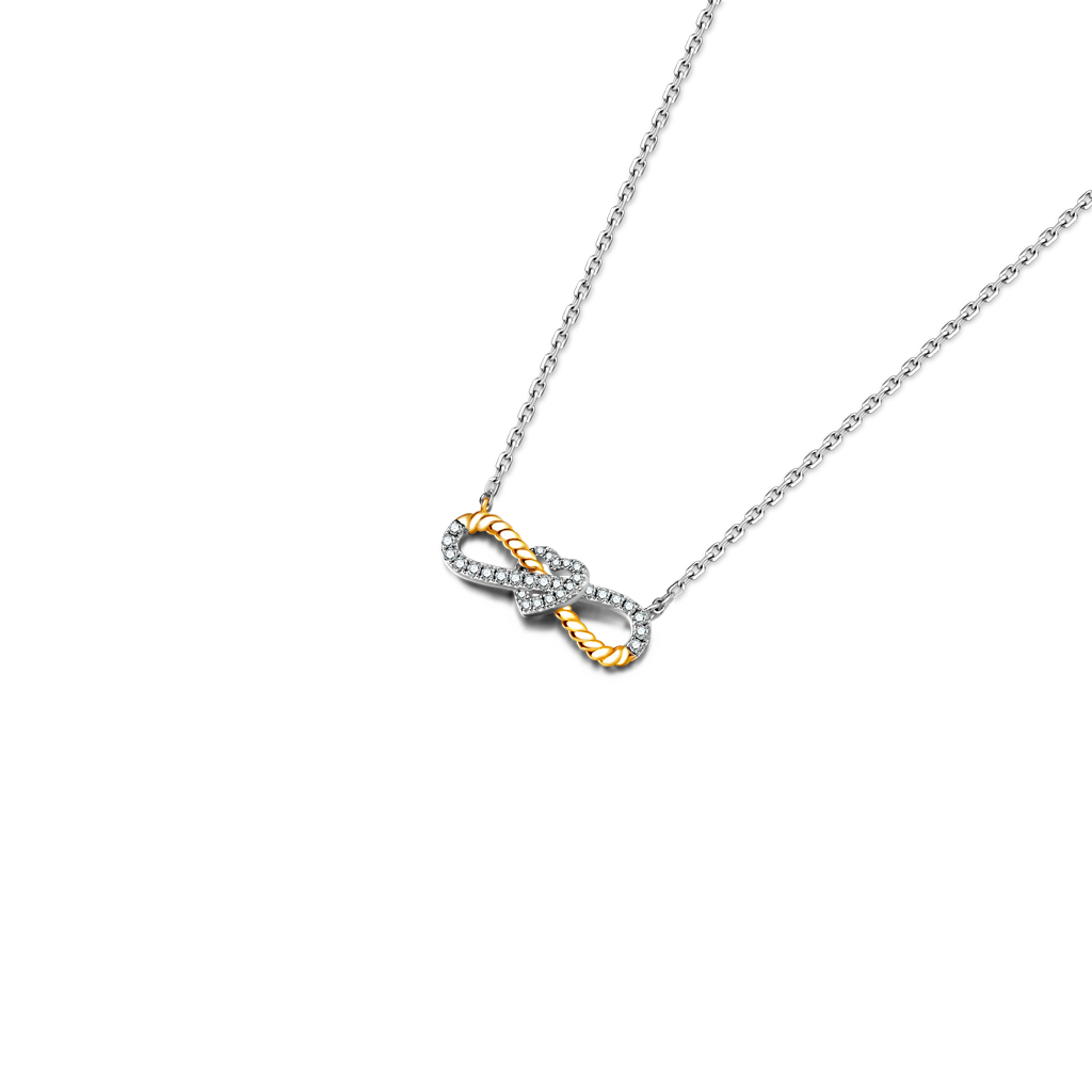 Gnoce Two-tone Infinity & Heart Twisted Rope Necklace_2