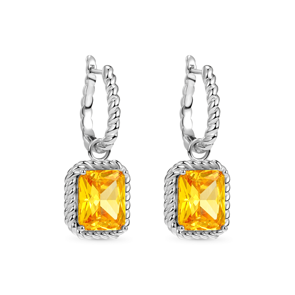 Gnoce Citrine Radiant Cut Twisted Rope English Lock pendant Earrings_1