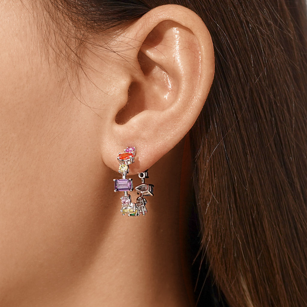 Gnoce Mixed Cuts & Multicolored Hoop Earrings_4