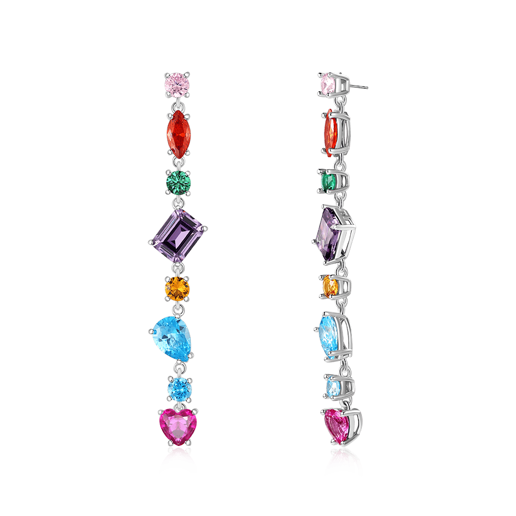 Gnoce Mixed Shape Multicolor Rainbow Drop Earrings_3