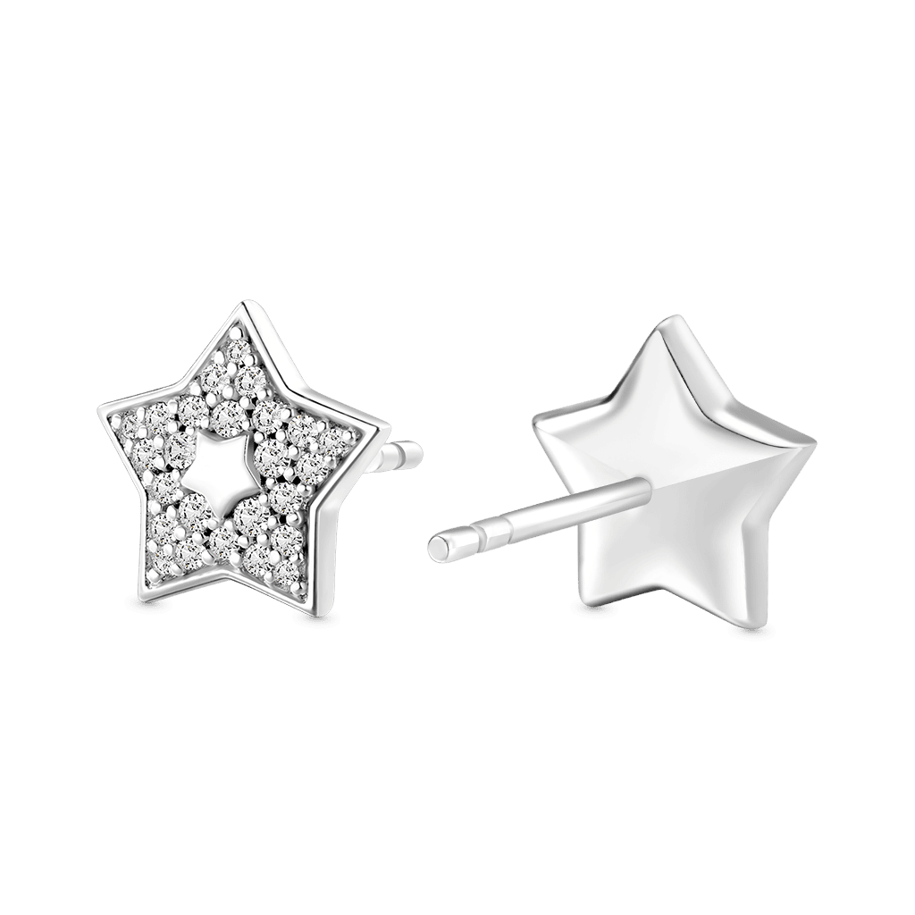 Gnoce White Topaz Pave Star Stud Earrings_2