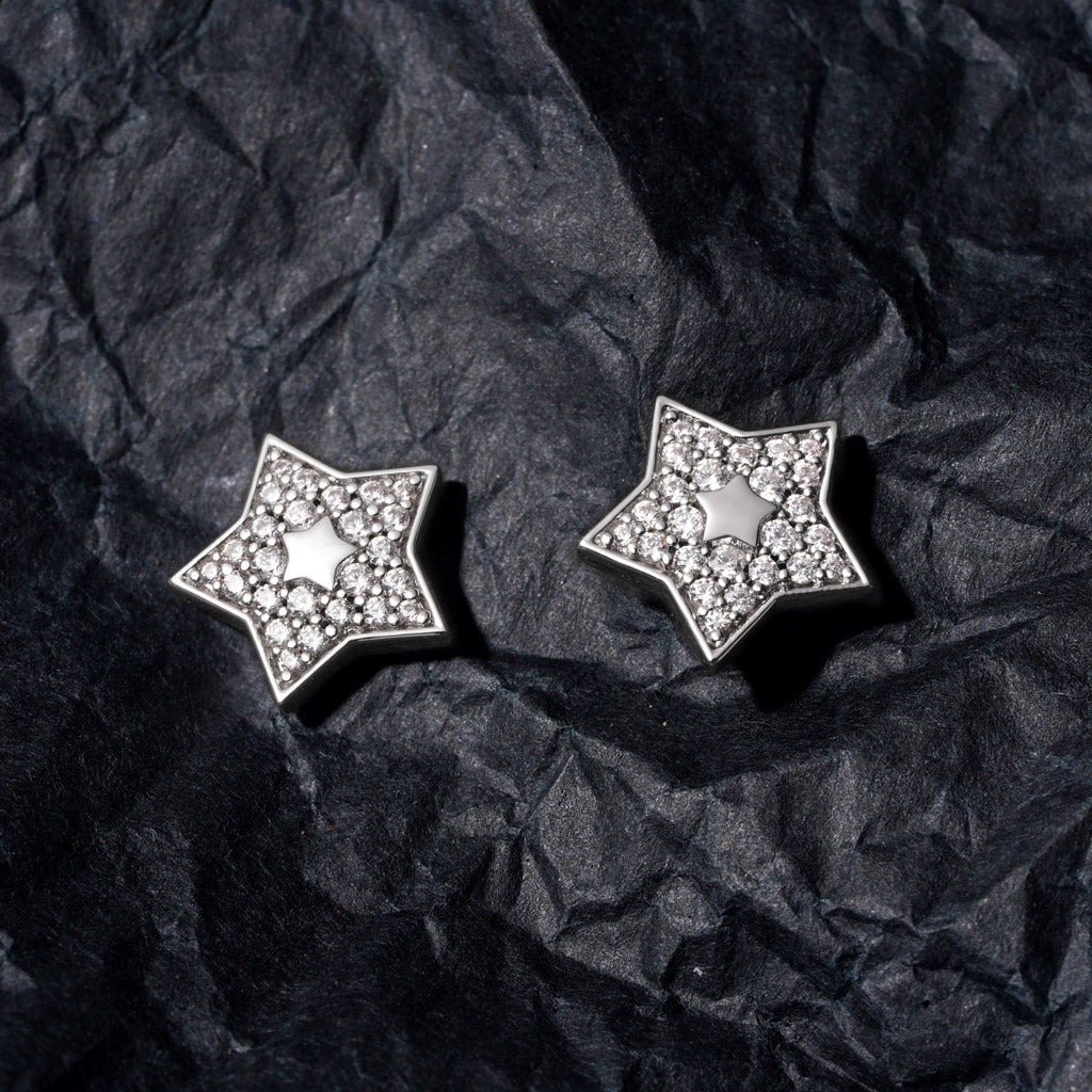 Gnoce White Topaz Pave Star Stud Earrings_3