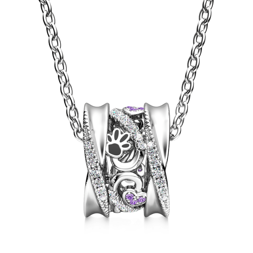 Gnoce Paws & Love Heart Twisted Drum Pendant Necklace_2