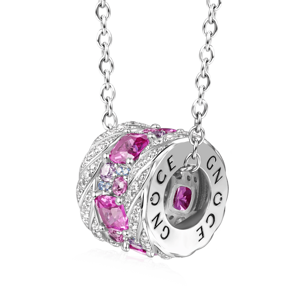 Gnoce Fuchsia Gems Twisted Rope Drum Pendant Necklace_1
