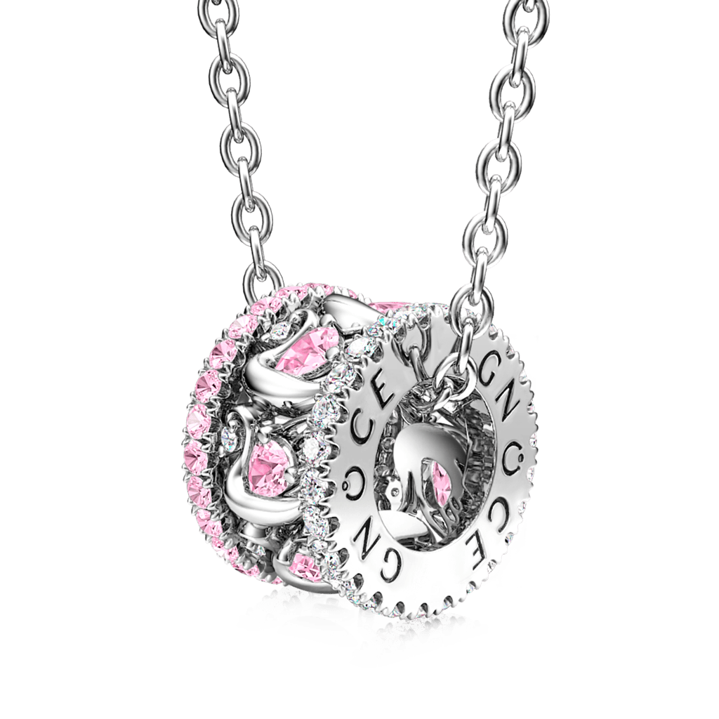 Gnoce Pink Swan Drum Pendant Necklace_1