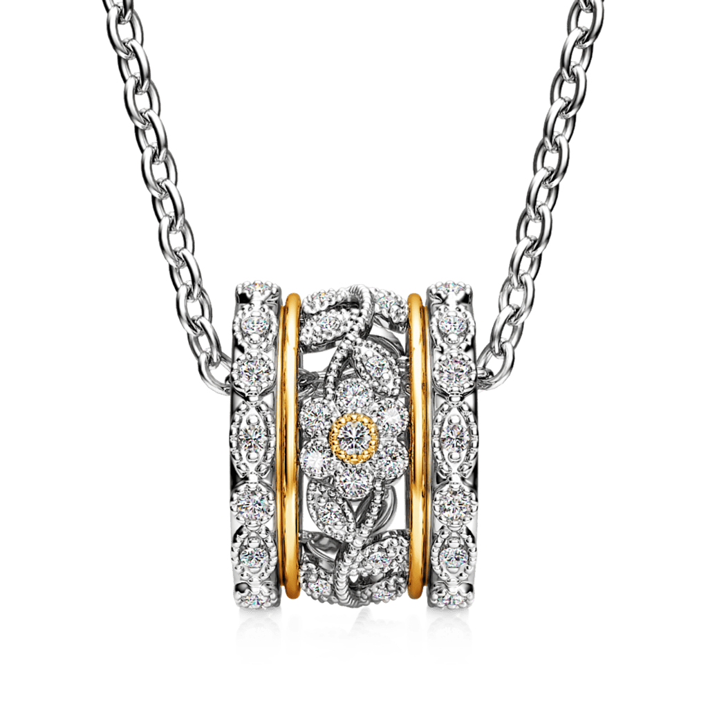 Gnoce Nature Inspired Flowers Vintage Drum Pendant Necklace_2