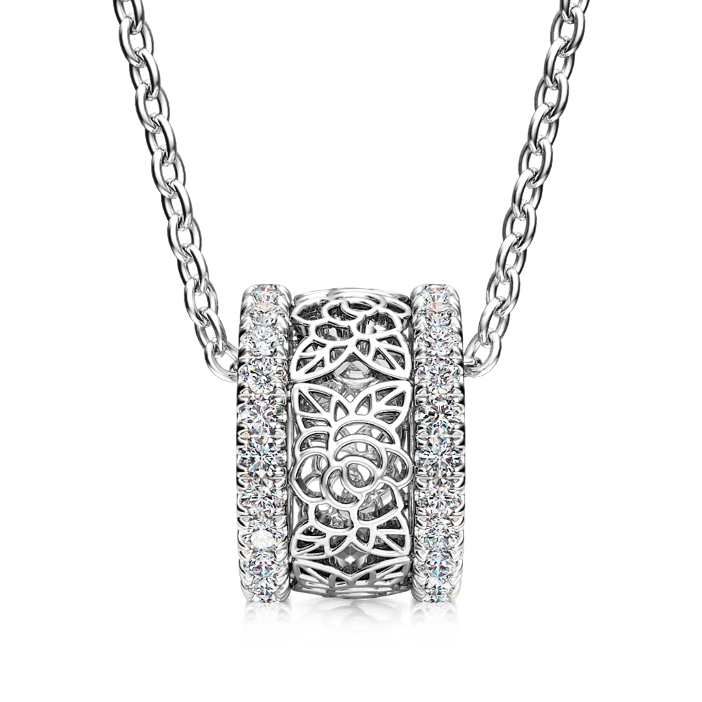 Gnoce Rose Flower Drum Pendant Necklace_2