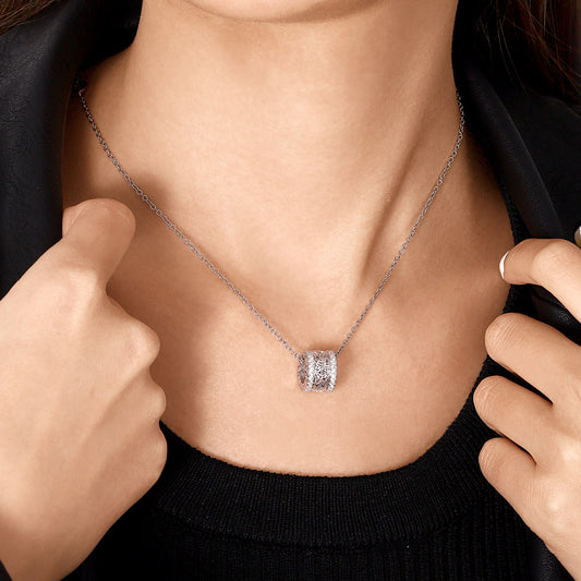 Gnoce Rose Flower Drum Pendant Necklace_4