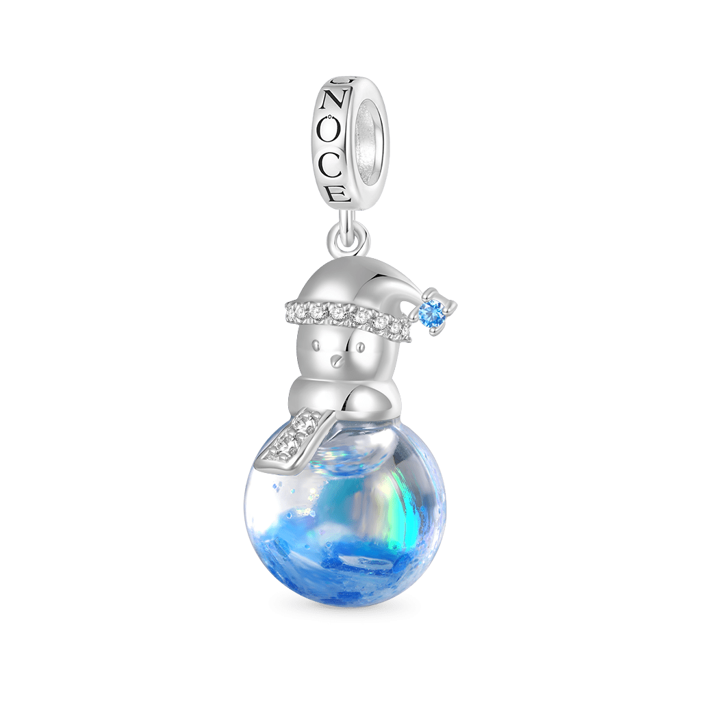 Gnoce Blue Snowflake Glitter Quicksand Snowman Pendant Dangle Charm_2