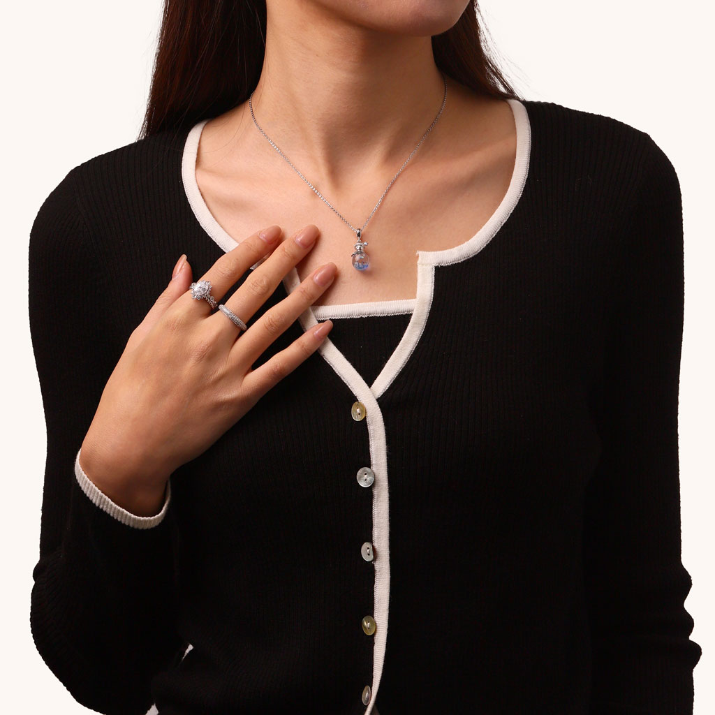 Gnoce Blue Snowflake Glitter Quicksand Snowman Pendant Dangle Charm_5