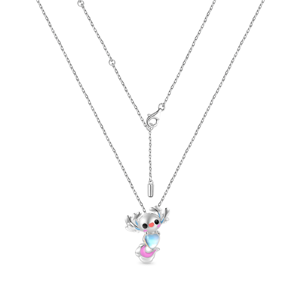 Gnoce Mexican Axolotl Embraces Heart Moonstone Pendant Necklace_2