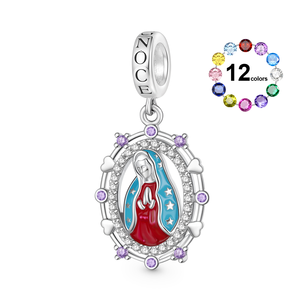 Gnoce Religious Virgin Mary Birthstone Pendant Dangle Charm_1