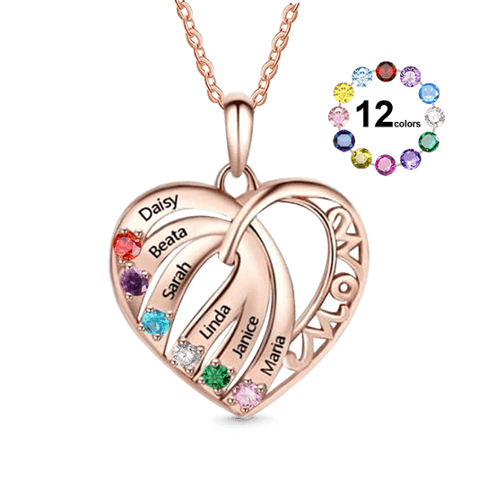 Gnoce Engravable Family Name 'MOM' Heart Necklace_1