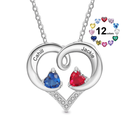 Gnoce Simple Love Heart Birthstone Necklace_1