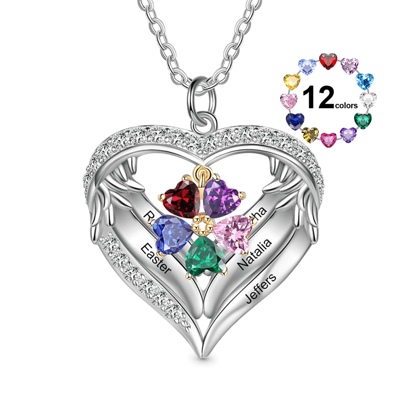 Gnoce Infinite Love DIY Letters Heart Necklace with 1-6 Birthstones_1