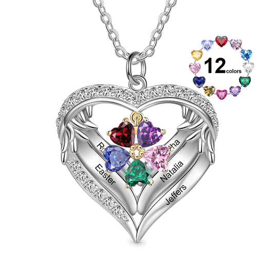 Gnoce Infinite Love DIY Letters Heart Necklace with 1-6 Birthstones_1