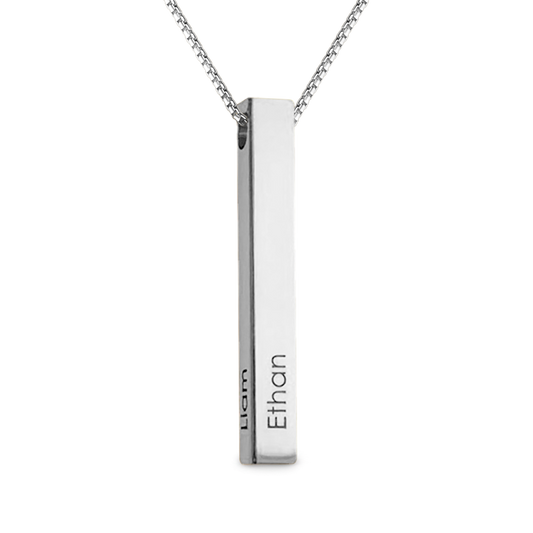 Gnoce Three-dimensional Column Engravable Three-color Necklace_1