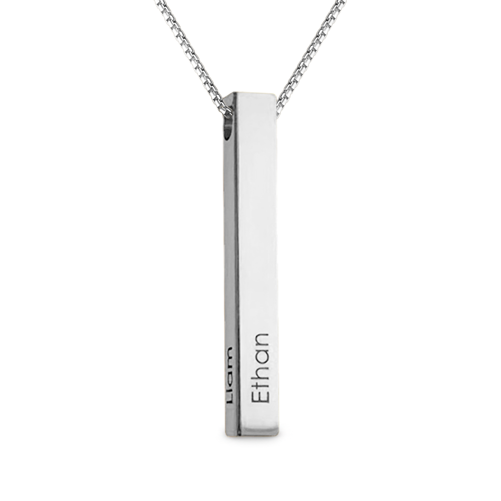 Gnoce Three-dimensional Column Engravable Three-color Necklace_1