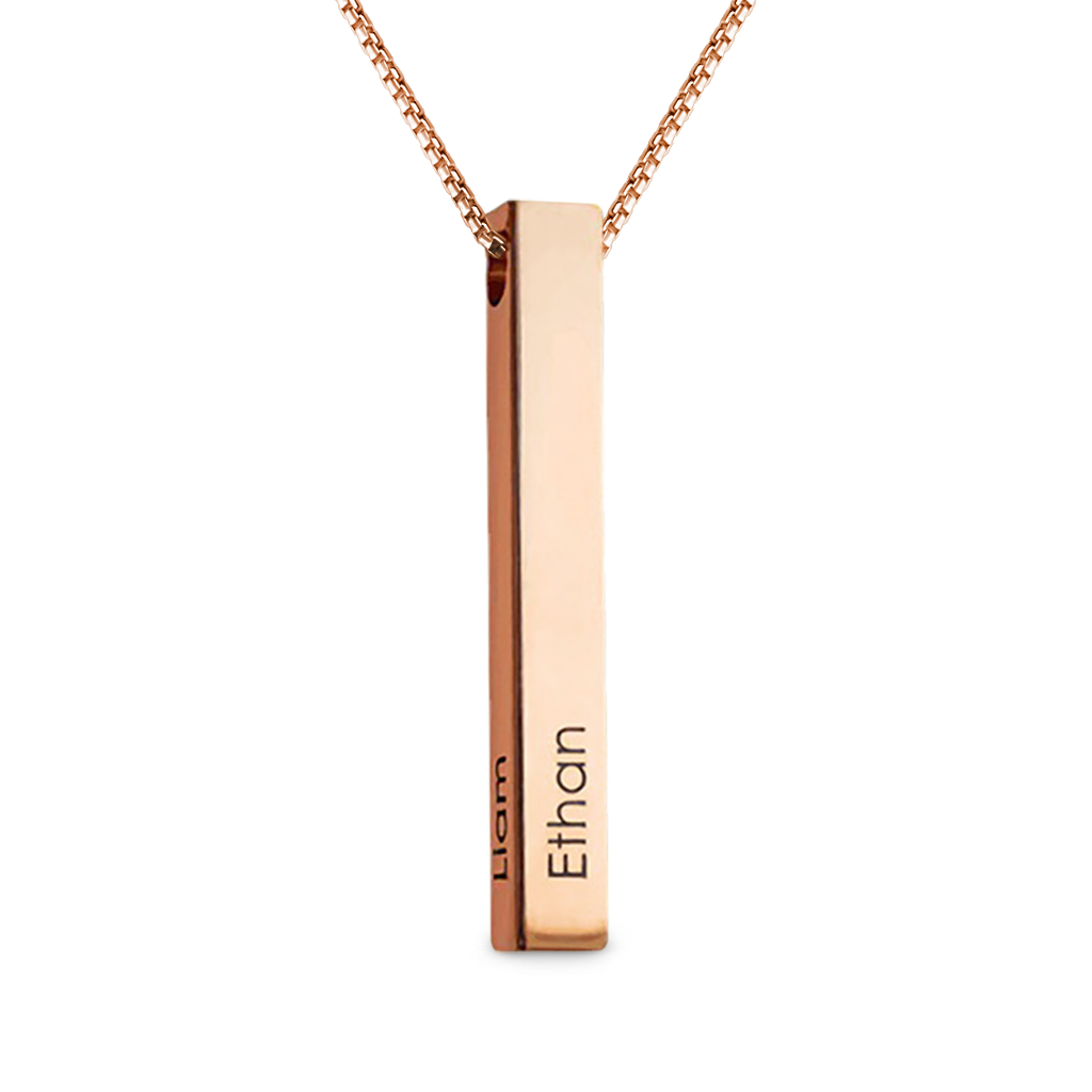 Gnoce Three-dimensional Column Engravable Three-color Necklace_3