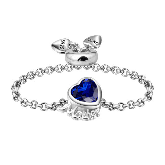 Gnoce Heart Birthstone Mother Adjustable Chain Ring_1