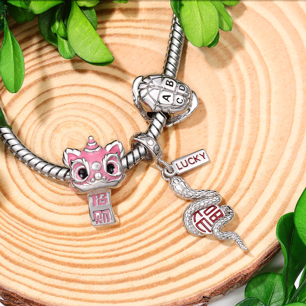 Gnoce Lucky Pink Lion Dance Charm_3