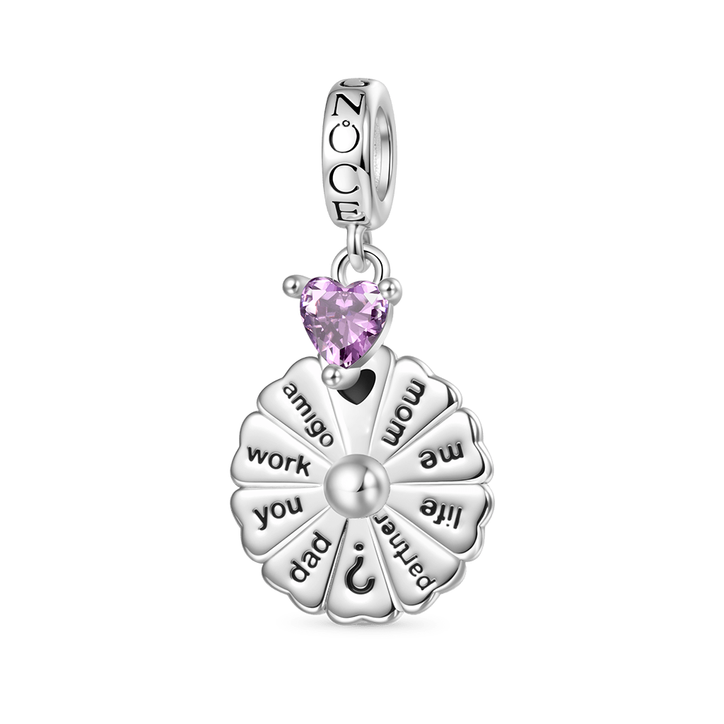 Gnoce Spinning Turntable Inlaid with Birthstone Pendant Dangle Charm_2