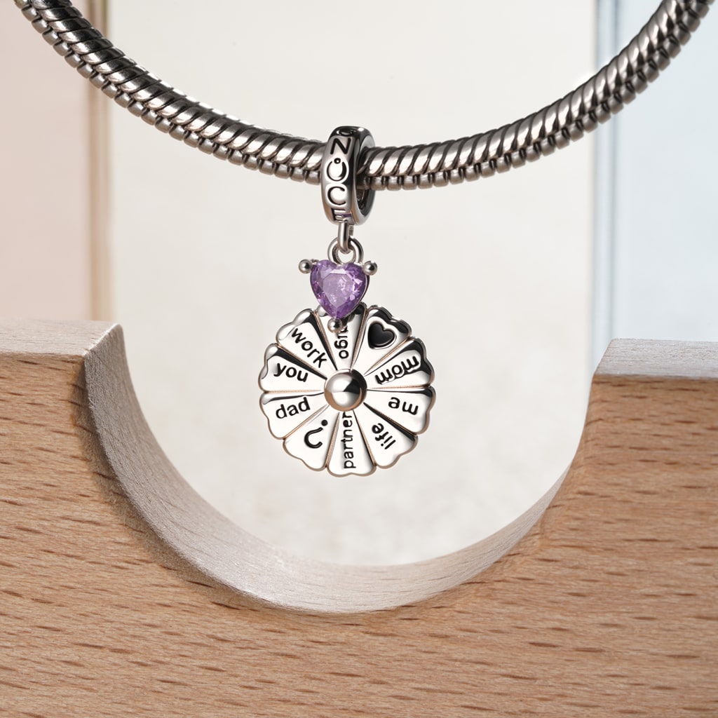 Gnoce Spinning Turntable Inlaid with Birthstone Pendant Dangle Charm_4