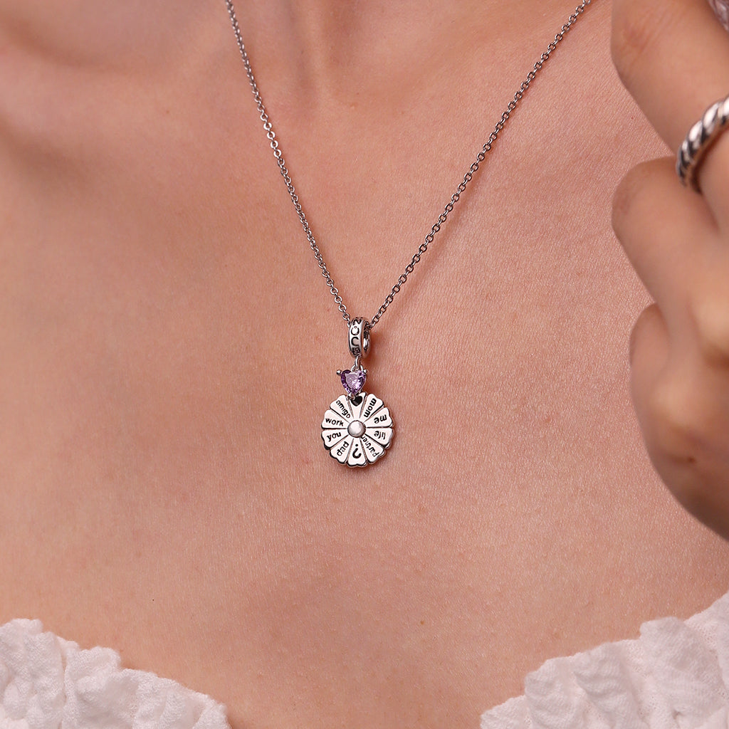 Gnoce Spinning Turntable Inlaid with Birthstone Pendant Dangle Charm_6