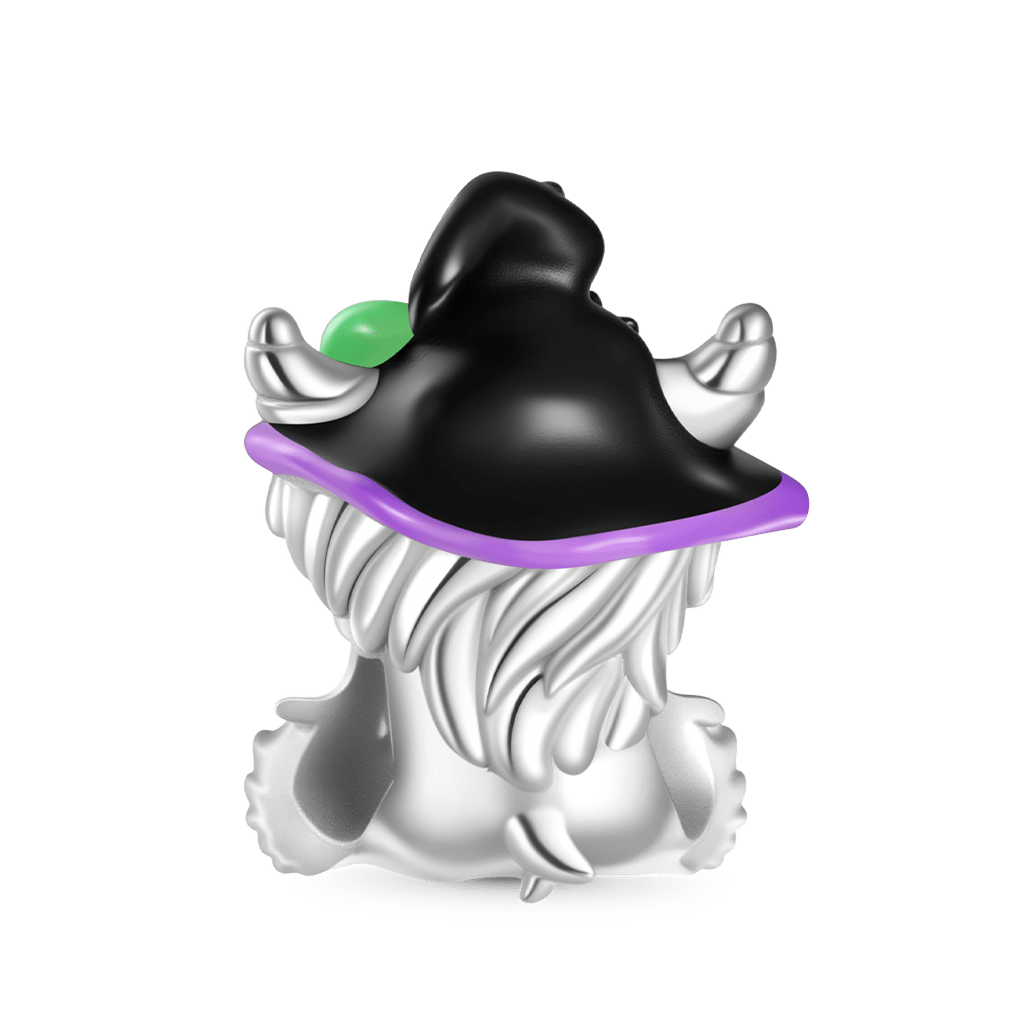 Gnoce Highland Cow Wearing Witch Hat Halloween Charm_2