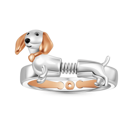 Gnoce Spoof Spring Dachshund Adjustable Ring_1
