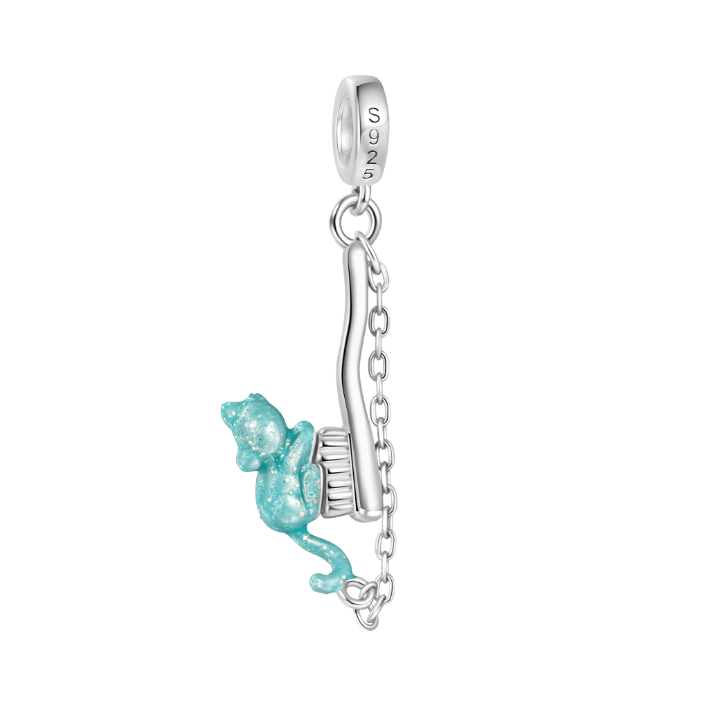 Gnoce Cute Glow-in-the-Dark Cat Toothpaste Toothbrush Pendant Dangle Charm_3