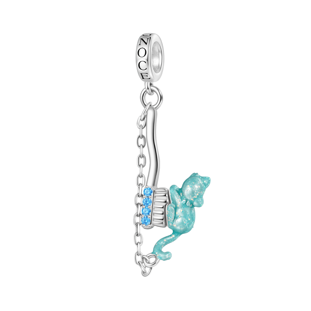 Gnoce Cute Glow-in-the-Dark Cat Toothpaste Toothbrush Pendant Dangle Charm_2