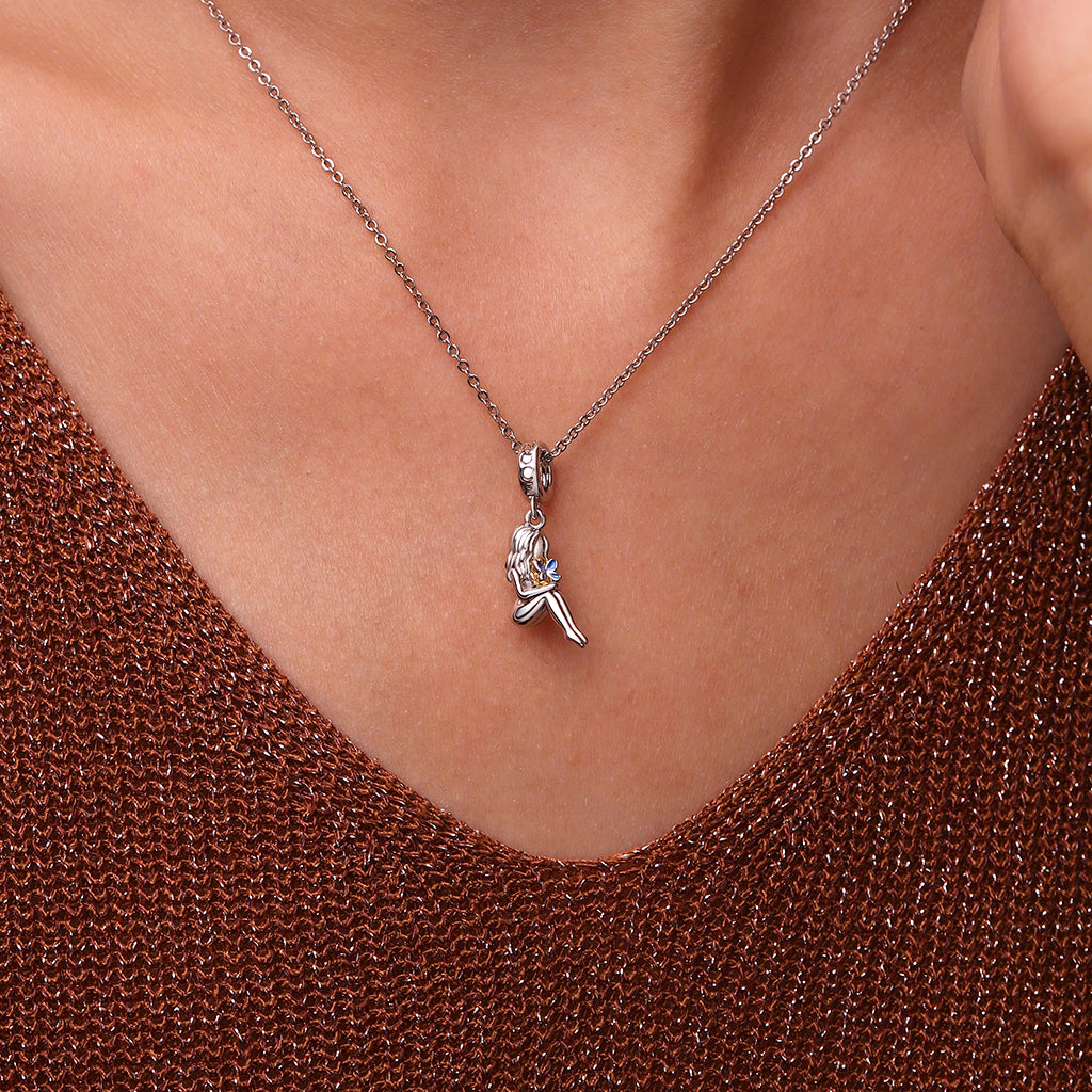 Gnoce Mother Holding a Butterfly Baby Memorial Love Pendant Dangle Charm_4