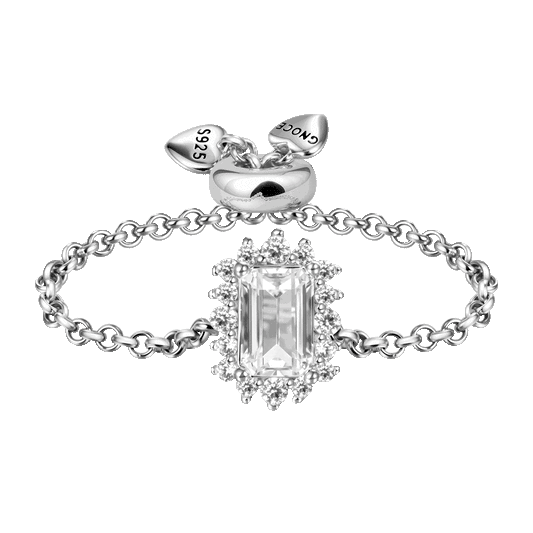 Gnoce Rectangular Cut Diamond Adjustable Chain Ring_1