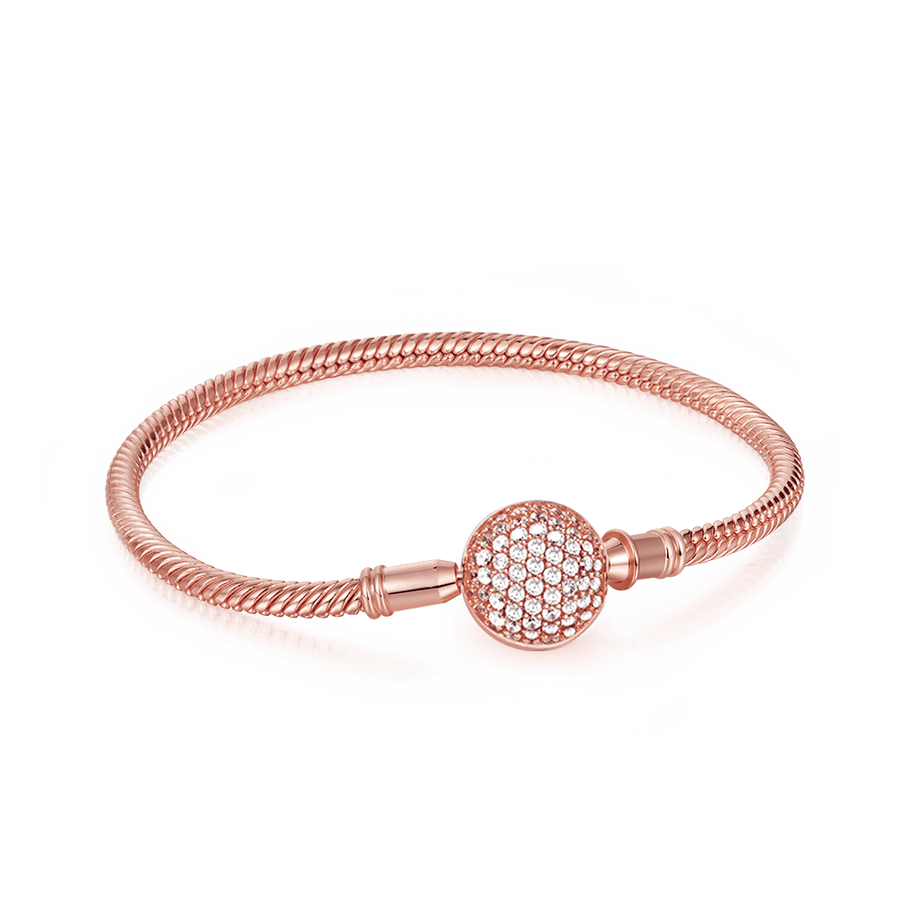 Gnoce "Endearing Gifts For Her" Crystal Round Shape Clasp Bracelet 18K Rose Gold Plated_1
