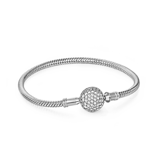 Gnoce "Endearing Gifts For Her" Crystal Round Shape Clasp Bracelet Sterling Silver_1