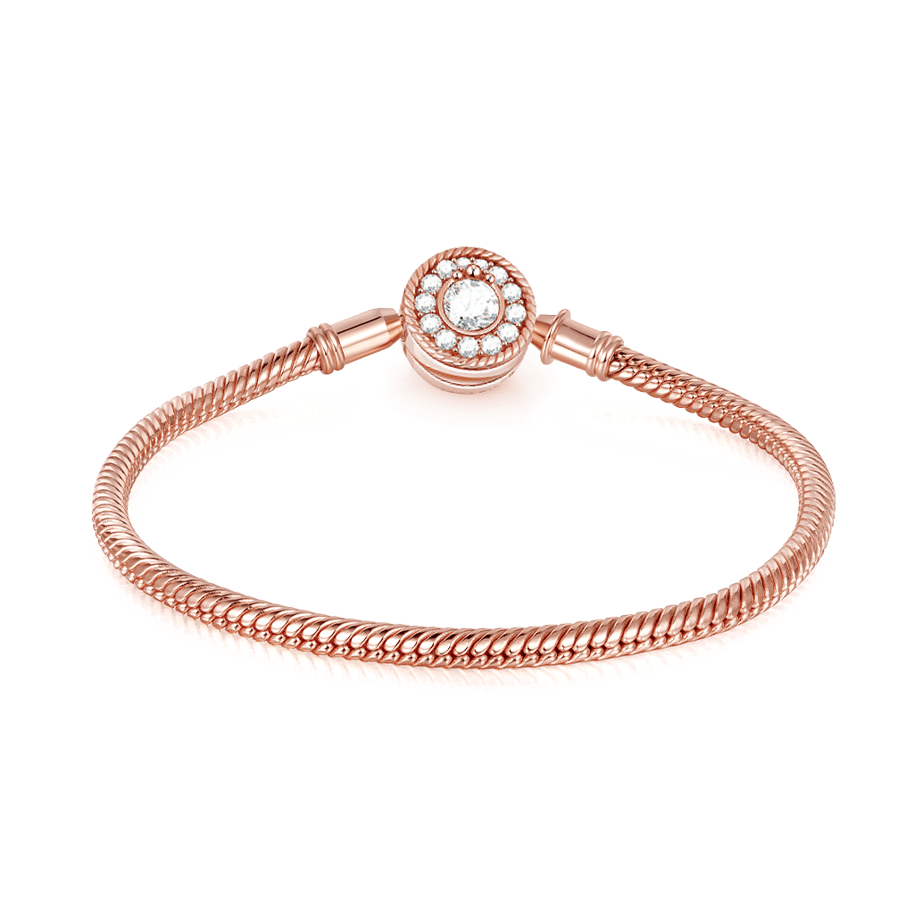 Gnoce "Love At First Sight" 925 Sterling Silver Basic Bracelet With Gnoce Logo 18k Rose Gold Plated_2