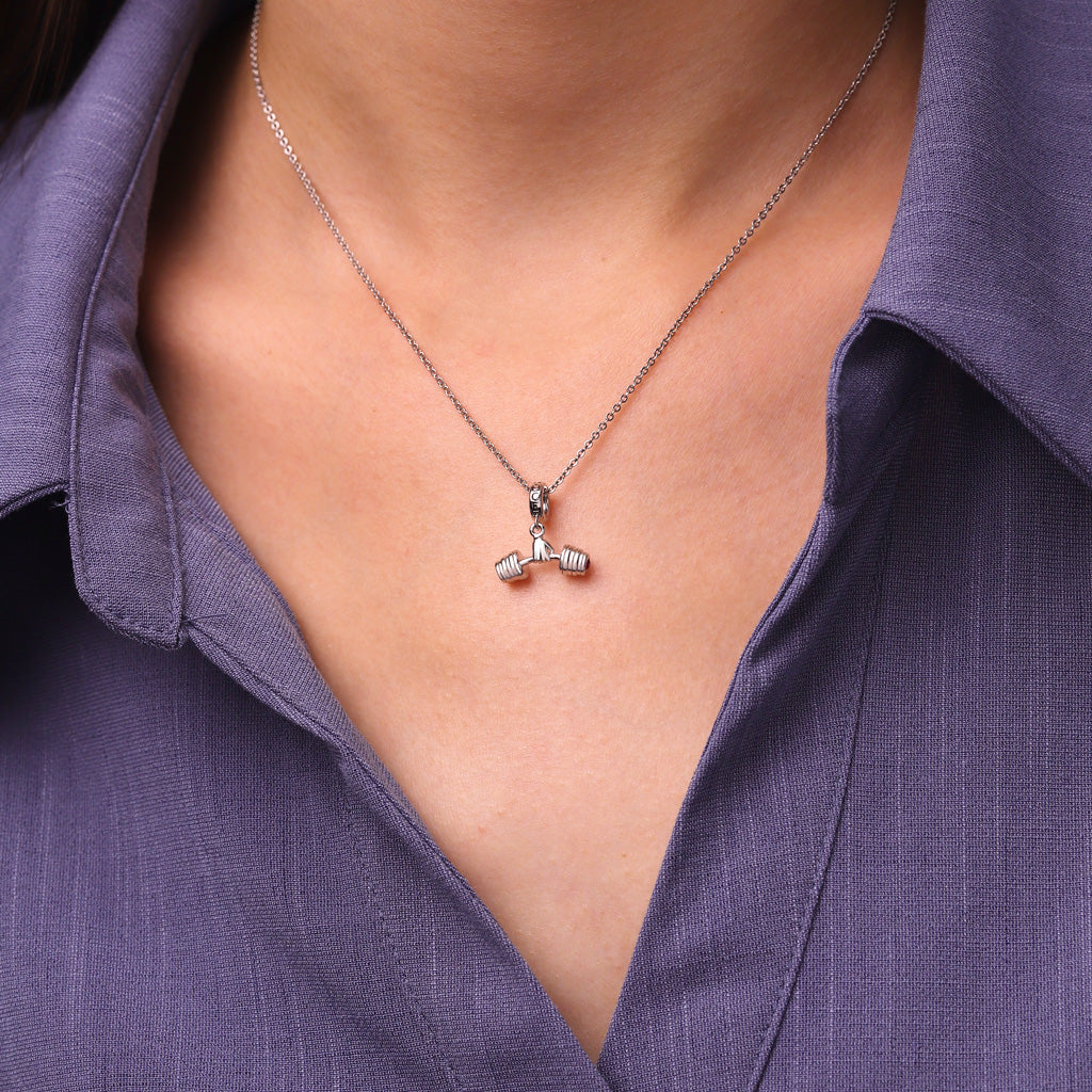 Gnoce Fitness Enthusiast Holding Dumbbell Pendant Dangle Charm_6
