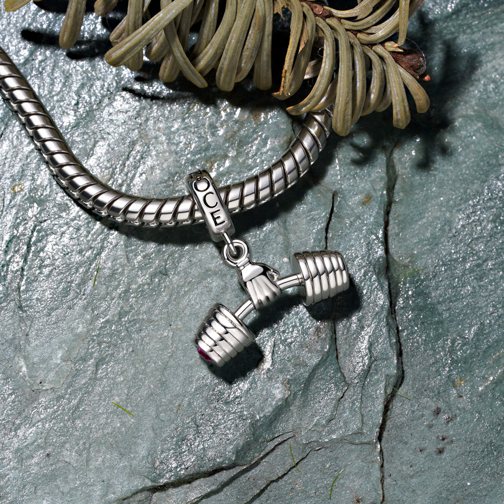 Gnoce Fitness Enthusiast Holding Dumbbell Pendant Dangle Charm_4