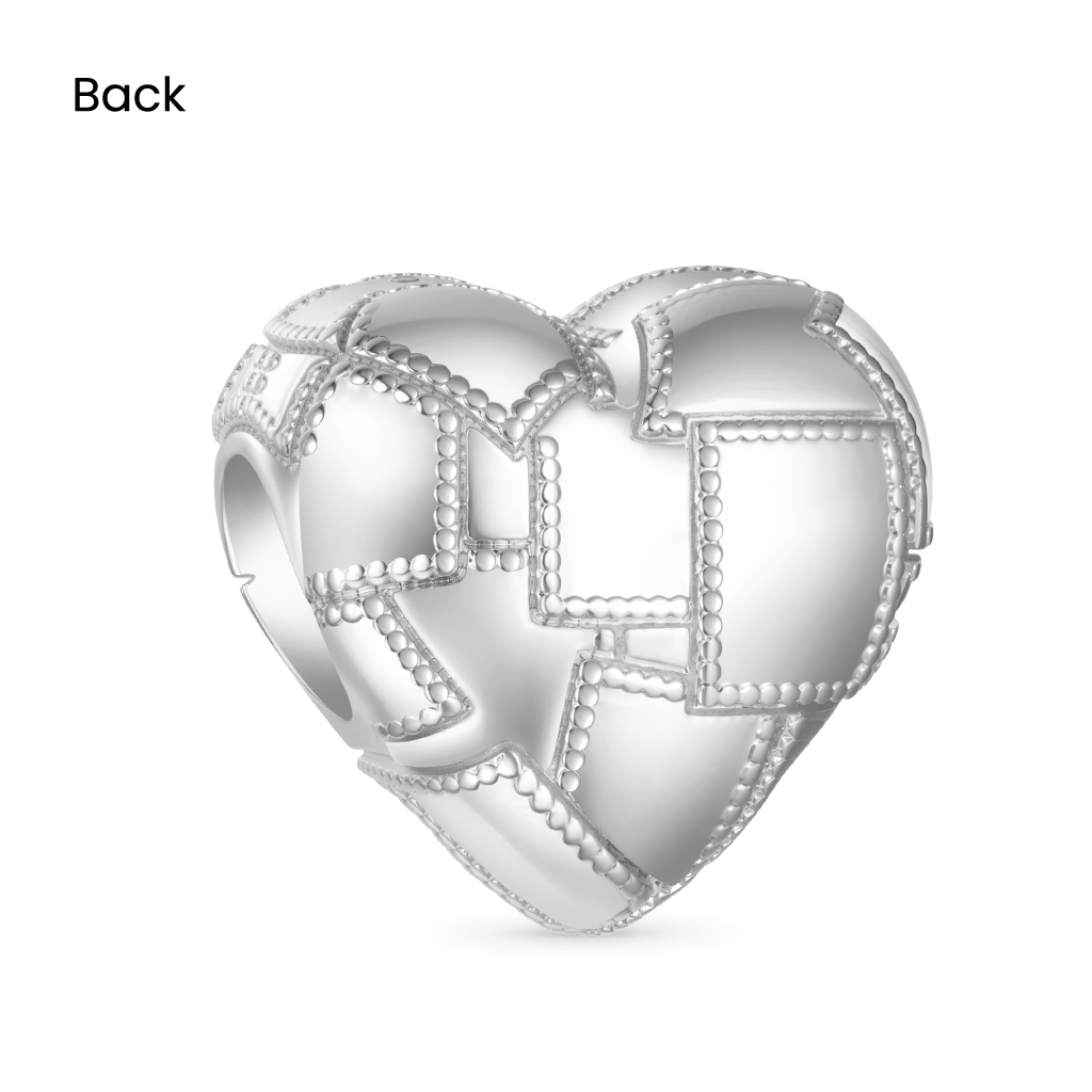 Gnoce Metallic Silver Texture Splicing Heart Charm_2