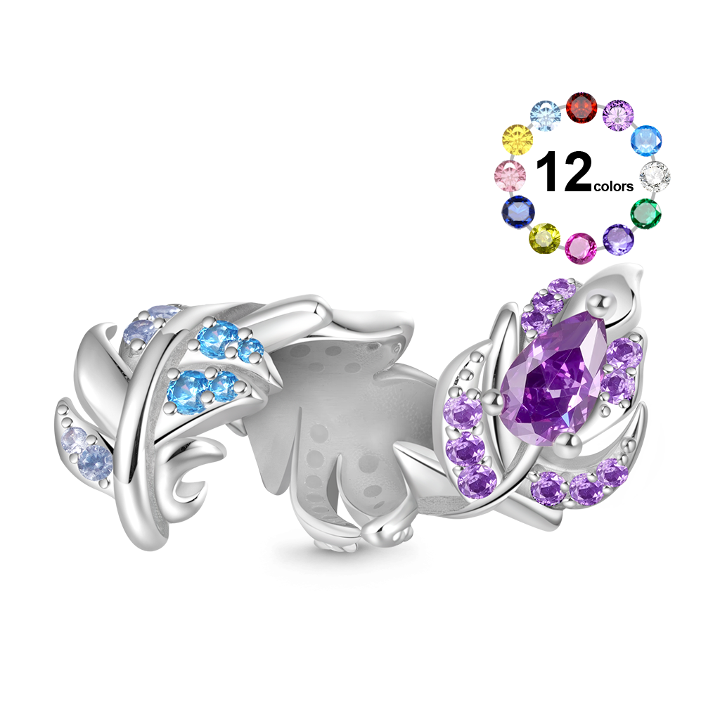 Gnoce Gradient Feather Inlaid Gemstones Charm_1